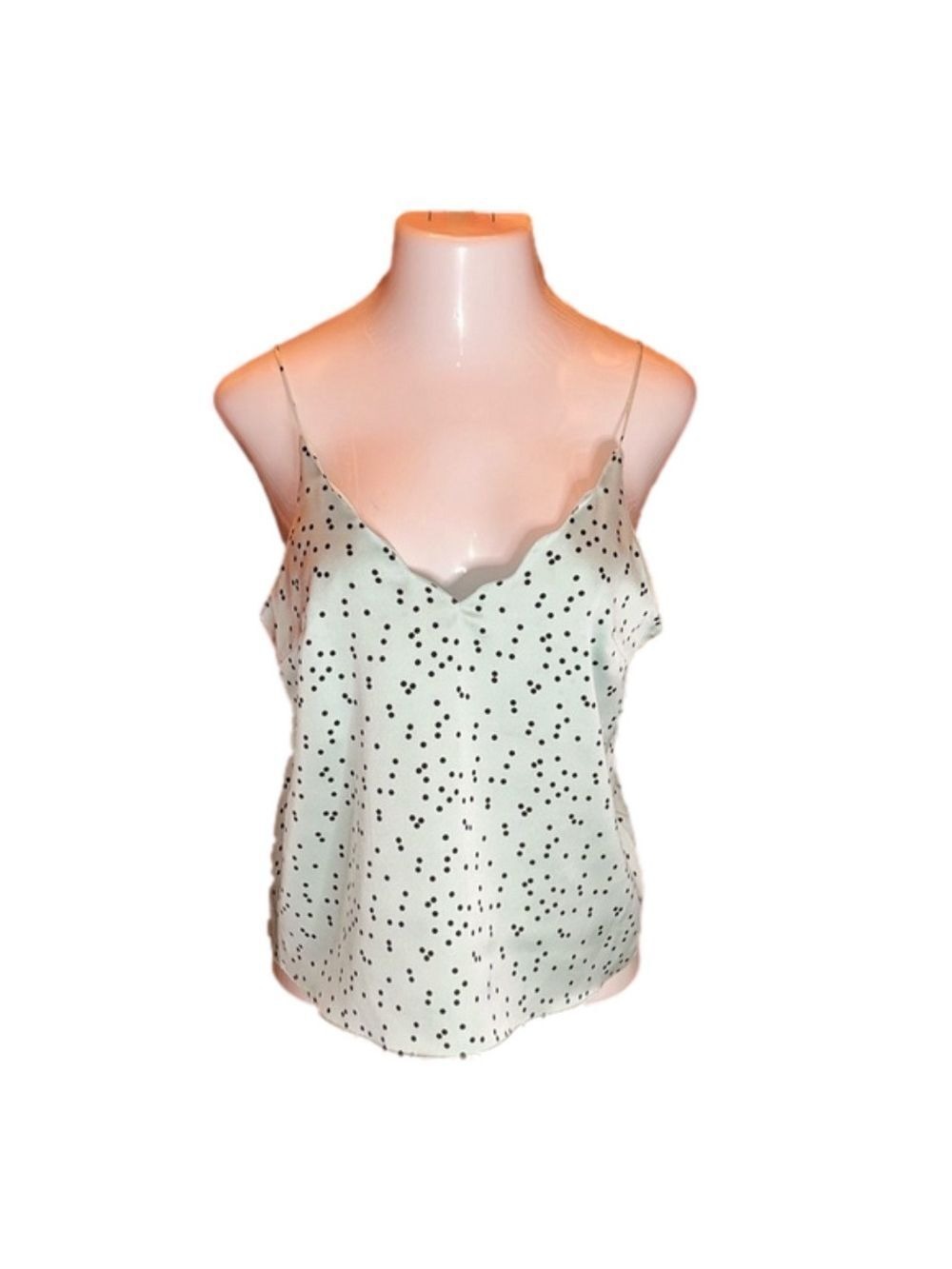 TOPSHOP Mint Green Scatter Spot Scallop Cami Top, Size 8